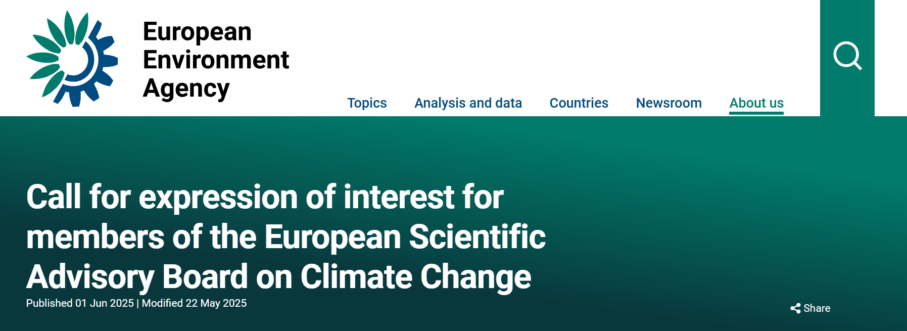 Call for expressions of interest – European Scientific Advisory Board on Climate Change (2026–2030 term)